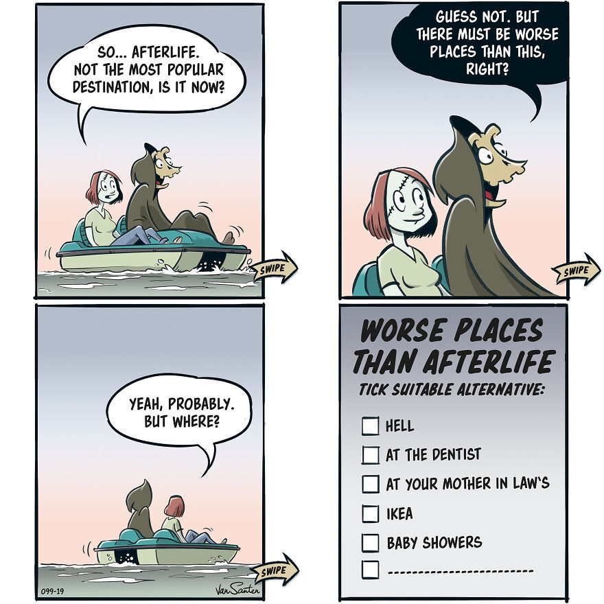 Artist Creates Funny Comics About A Girl's Afterlife