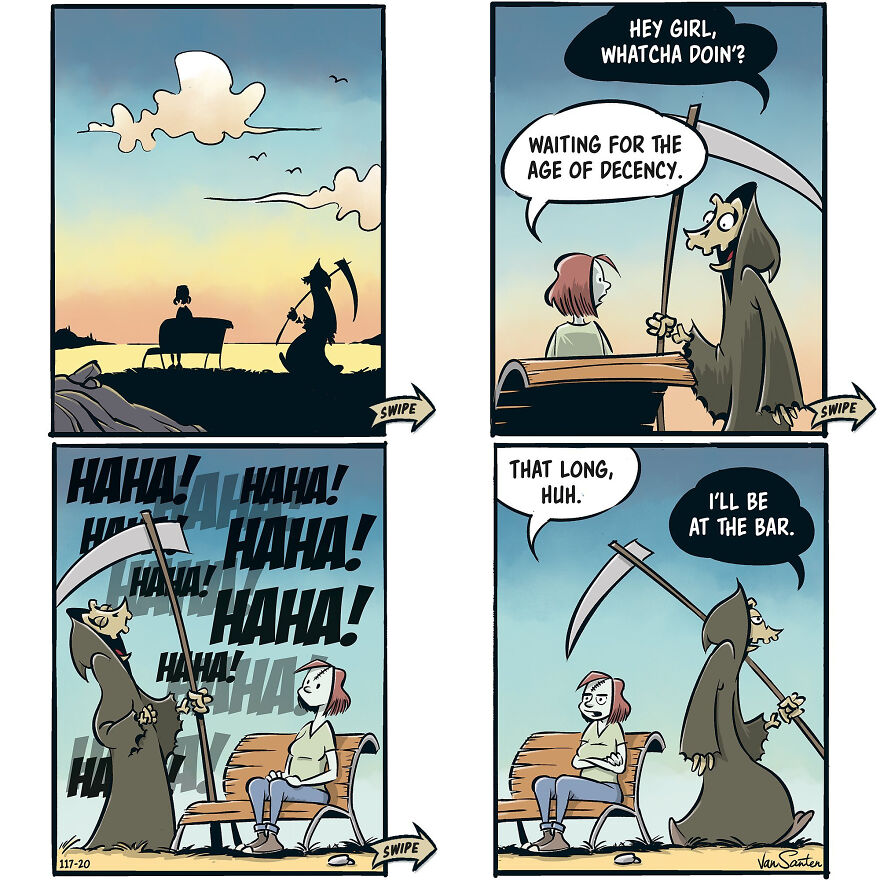 Artist Creates Funny Comics About A Girl's Afterlife