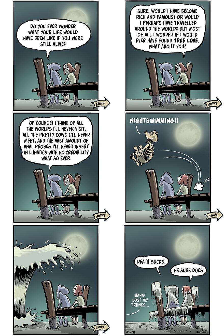 Artist Creates Funny Comics About A Girl's Afterlife