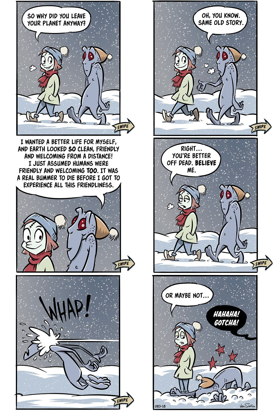 Artist Creates Funny Comics About A Girl's Afterlife