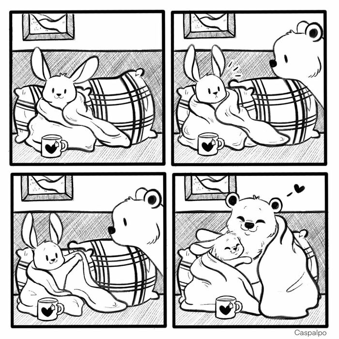 Artist Shows The Daily Life Of A Couple Formed By A Bear And A Rabbit And This Is Very Cute