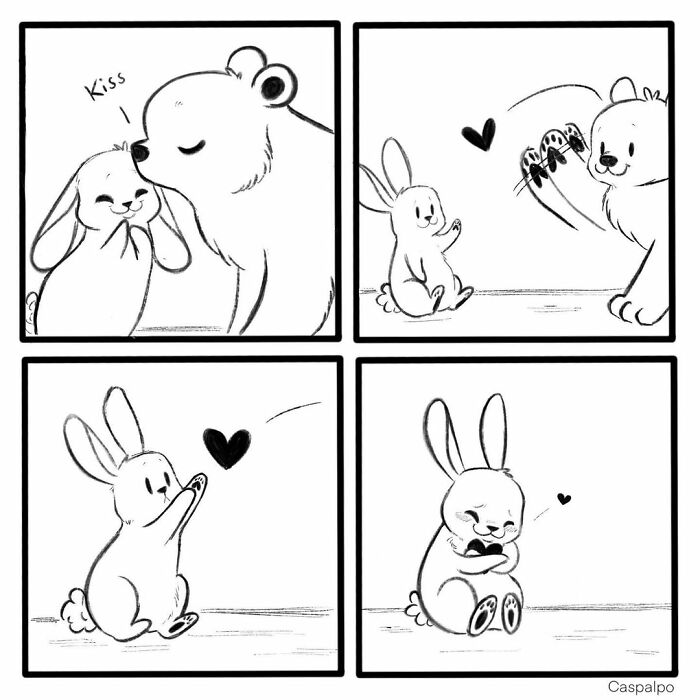 Artist Shows The Daily Life Of A Couple Formed By A Bear And A Rabbit And This Is Very Cute