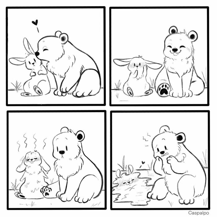 Artist Shows The Daily Life Of A Couple Formed By A Bear And A Rabbit And This Is Very Cute