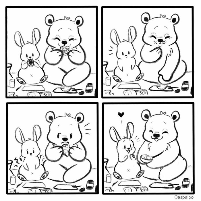 Artist Shows The Daily Life Of A Couple Formed By A Bear And A Rabbit And This Is Very Cute