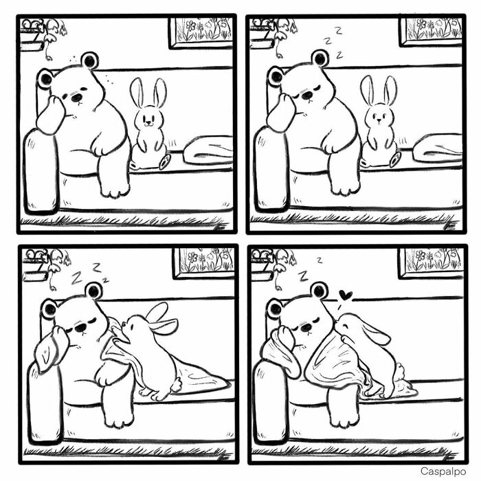 Artist Shows The Daily Life Of A Couple Formed By A Bear And A Rabbit And This Is Very Cute