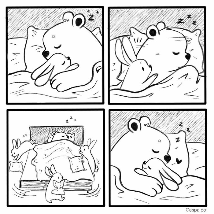 Artist Shows The Daily Life Of A Couple Formed By A Bear And A Rabbit And This Is Very Cute