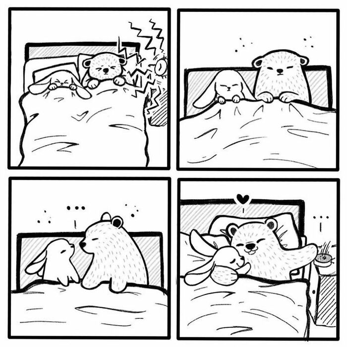 Artist Shows The Daily Life Of A Couple Formed By A Bear And A Rabbit And This Is Very Cute