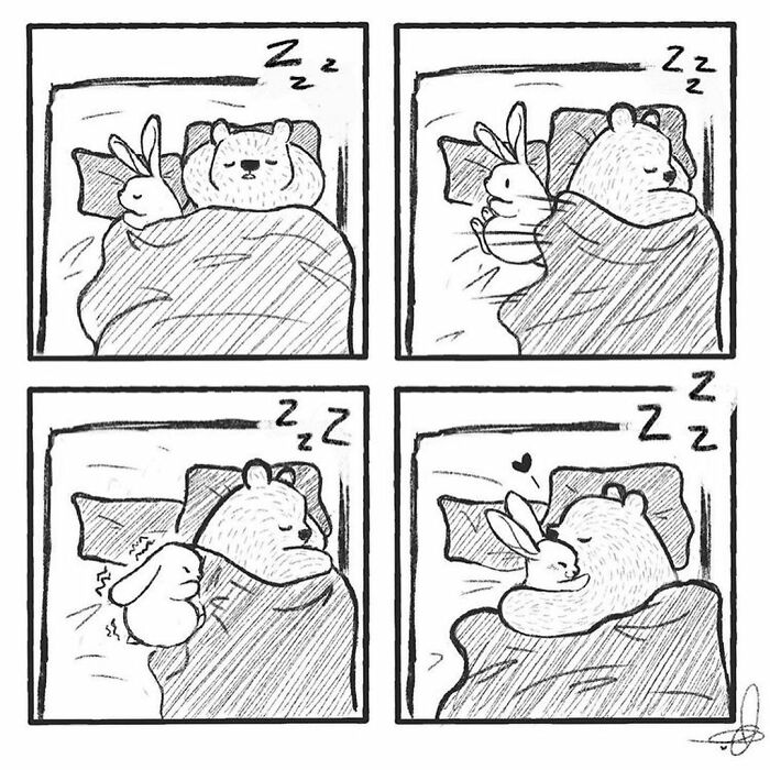 Artist Shows The Daily Life Of A Couple Formed By A Bear And A Rabbit And This Is Very Cute