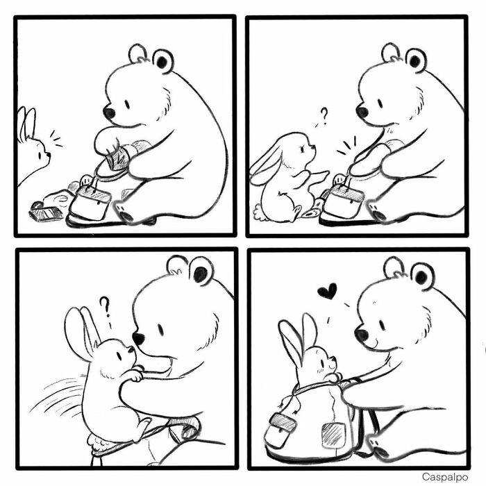 Artist Shows The Daily Life Of A Couple Formed By A Bear And A Rabbit And This Is Very Cute