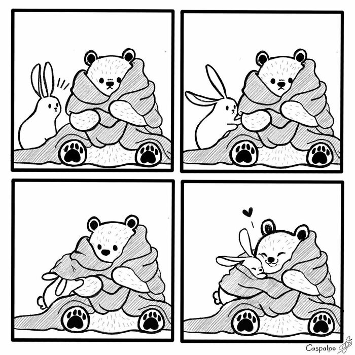 Artist Shows The Daily Life Of A Couple Formed By A Bear And A Rabbit And This Is Very Cute