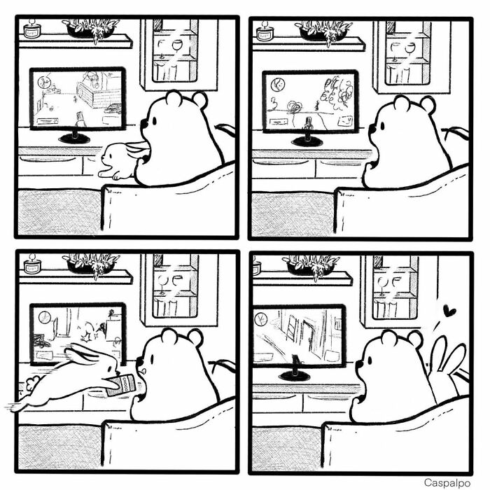 Artist Shows The Daily Life Of A Couple Formed By A Bear And A Rabbit And This Is Very Cute