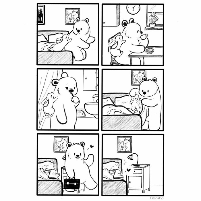 Artist Shows The Daily Life Of A Couple Formed By A Bear And A Rabbit And This Is Very Cute