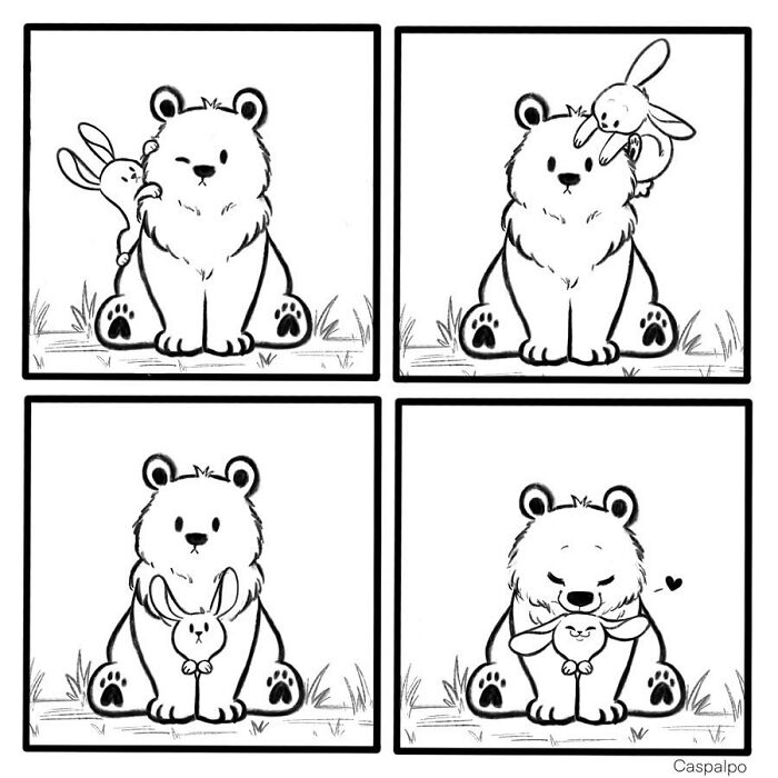 Artist Shows The Daily Life Of A Couple Formed By A Bear And A Rabbit And This Is Very Cute