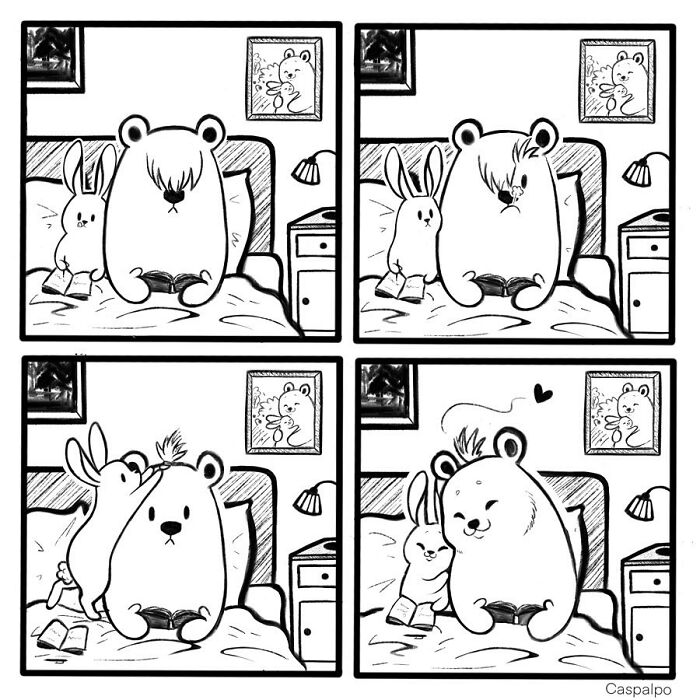 Artist Shows The Daily Life Of A Couple Formed By A Bear And A Rabbit And This Is Very Cute