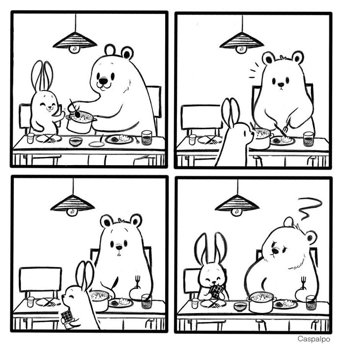 Artist Shows The Daily Life Of A Couple Formed By A Bear And A Rabbit And This Is Very Cute