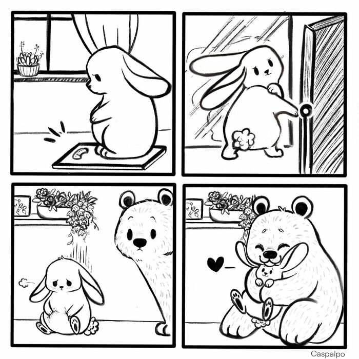 Artist Shows The Daily Life Of A Couple Formed By A Bear And A Rabbit And This Is Very Cute