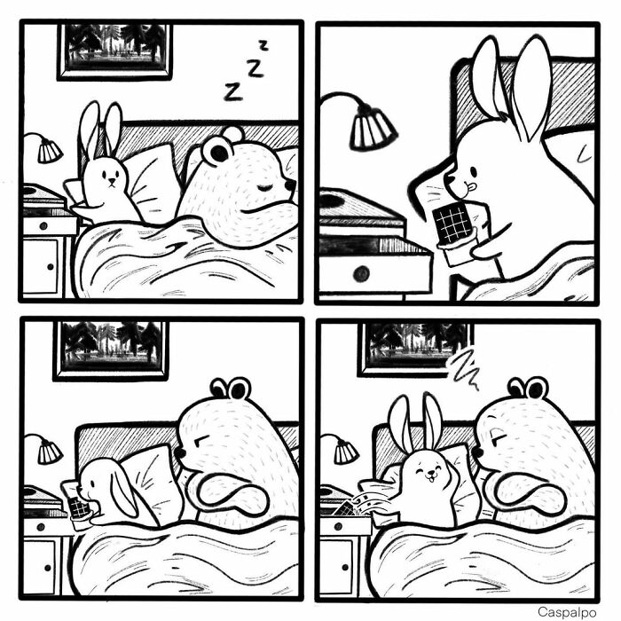 Artist Shows The Daily Life Of A Couple Formed By A Bear And A Rabbit And This Is Very Cute