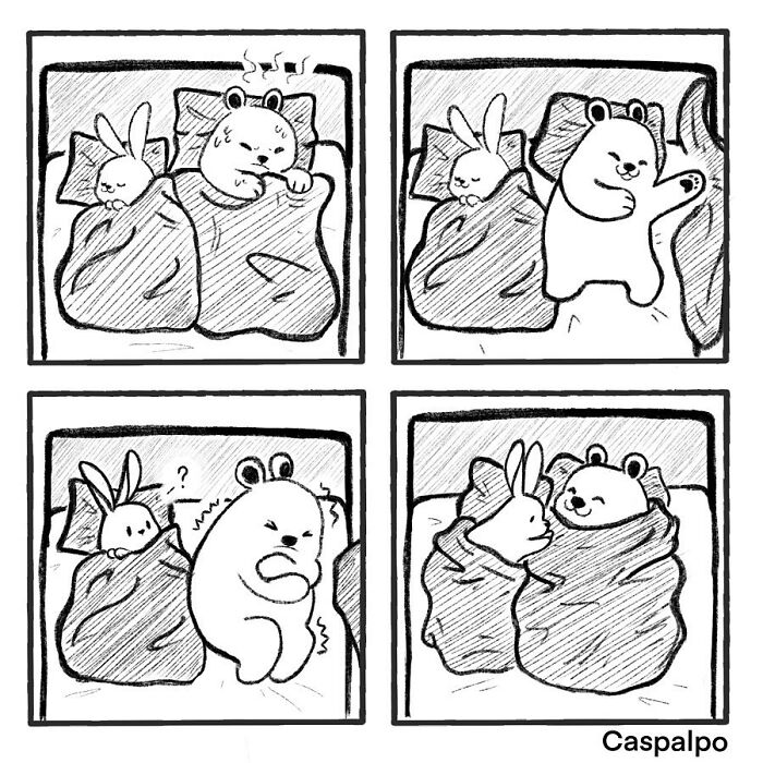 Artist Shows The Daily Life Of A Couple Formed By A Bear And A Rabbit And This Is Very Cute