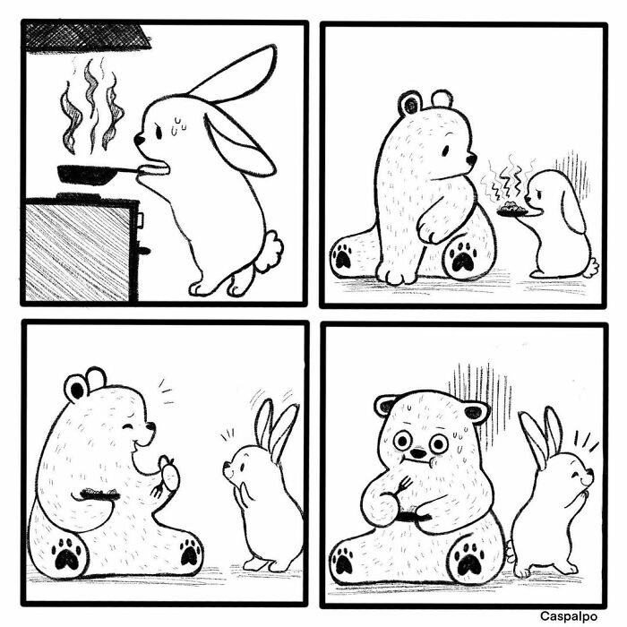 Artist Shows The Daily Life Of A Couple Formed By A Bear And A Rabbit And This Is Very Cute