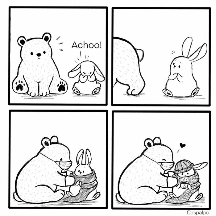 Artist Shows The Daily Life Of A Couple Formed By A Bear And A Rabbit And This Is Very Cute