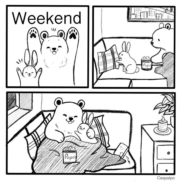 Artist Shows The Daily Life Of A Couple Formed By A Bear And A Rabbit And This Is Very Cute