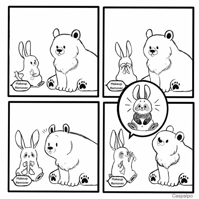 Artist Shows The Daily Life Of A Couple Formed By A Bear And A Rabbit And This Is Very Cute