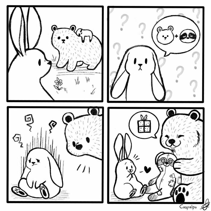 Artist Shows The Daily Life Of A Couple Formed By A Bear And A Rabbit And This Is Very Cute