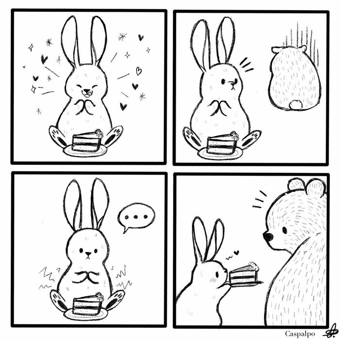 Artist Shows The Daily Life Of A Couple Formed By A Bear And A Rabbit And This Is Very Cute