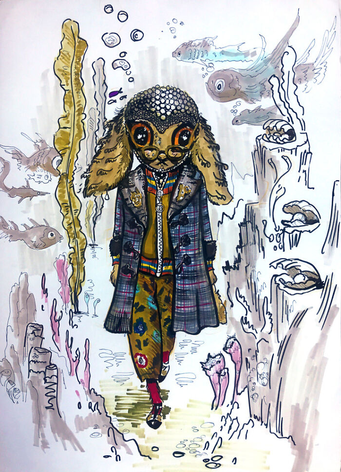Surreal Sketch Of Gucci Resort 2018 Runway