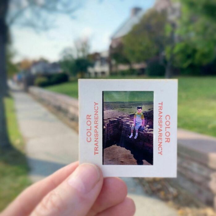 Photographer Shows Slides From The Past On Current Photographs Recording The Feeling Of The Passage Of Time