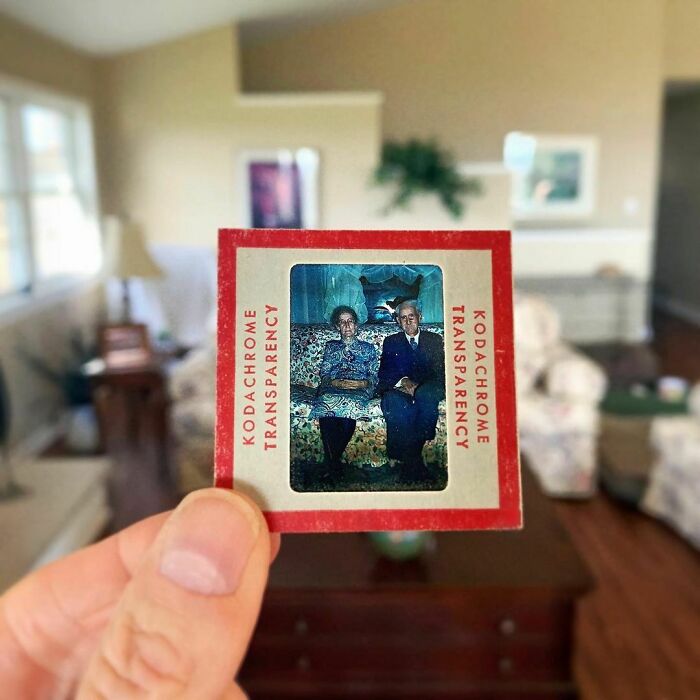 Photographer Shows Slides From The Past On Current Photographs Recording The Feeling Of The Passage Of Time