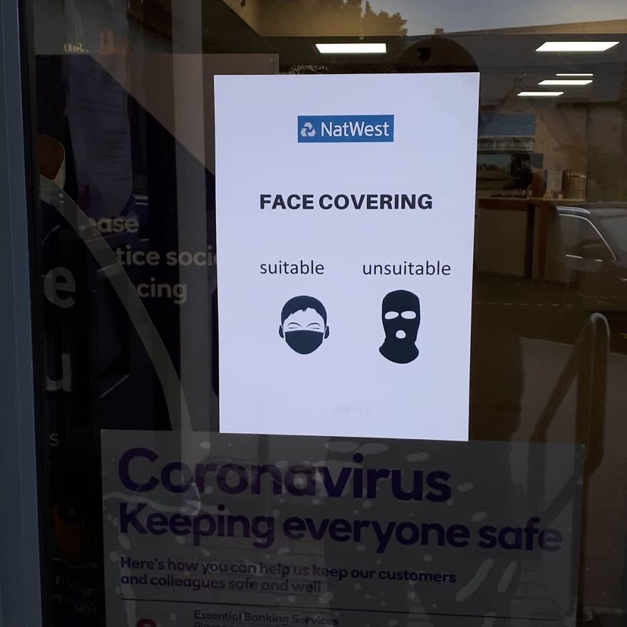Sitable Facecoverings.natwest Poster Put Up In Bristol