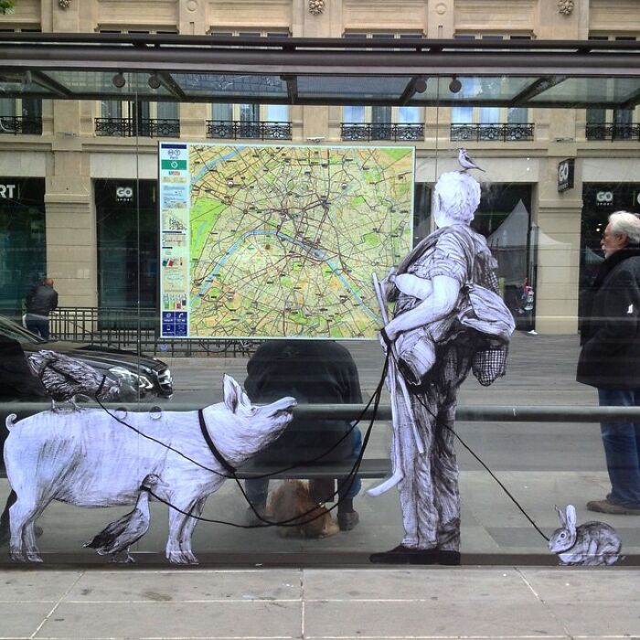 French Artist Brings Life To Buildings And Monotonous Objects On Parisian Streets With His Art