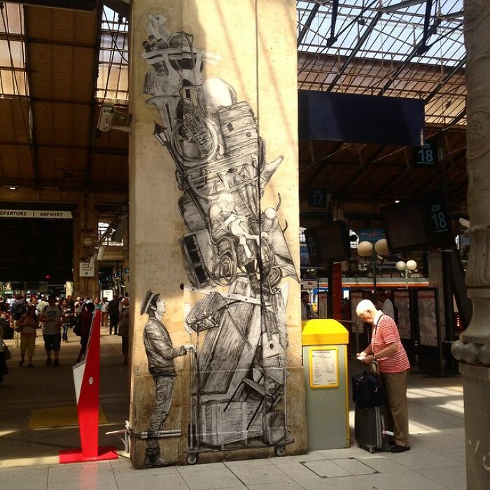 French Artist Brings Life To Buildings And Monotonous Objects On Parisian Streets With His Art