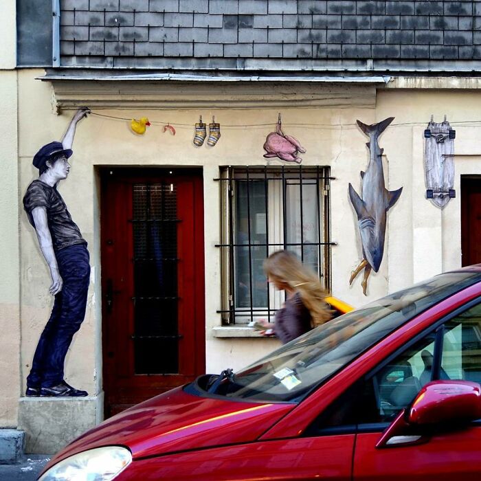 French Artist Brings Life To Buildings And Monotonous Objects On Parisian Streets With His Art