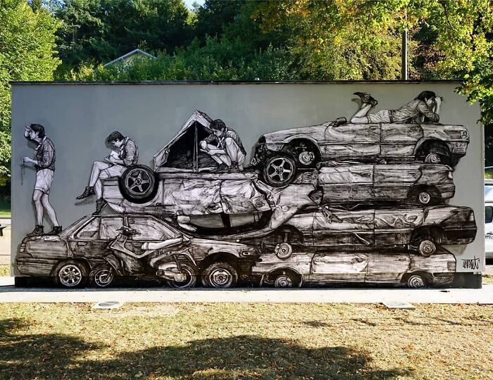 French Artist Brings Life To Buildings And Monotonous Objects On Parisian Streets With His Art