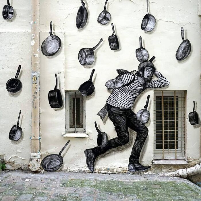 French Artist Brings Life To Buildings And Monotonous Objects On Parisian Streets With His Art