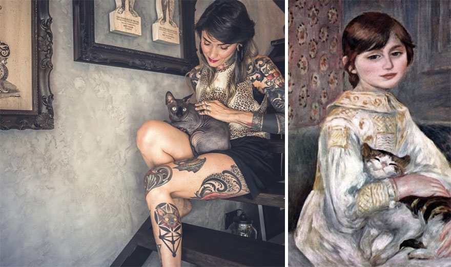 Marianna & Nerina. Painting: 'Jilie Manet With Cat' By Pierre Auguste Renoir