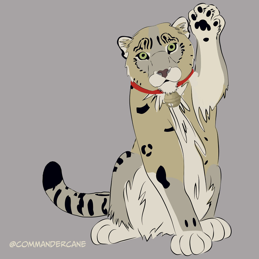 Maneki Neko From A Snow Leopard Pov