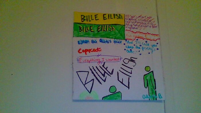 My Billie Eilish Fan Art Thing That I Made And It Looks Horrible And Billie Is Amazing Whoever Doesnt Think That Should Really Think Twice!!!!