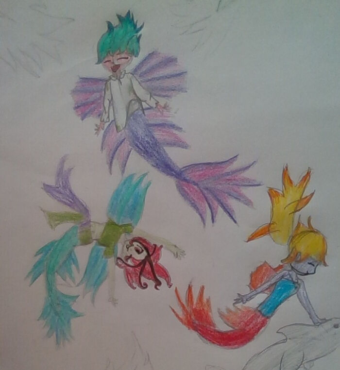 I Drew These Mermaid People Whom I Am Proud Of So...... Idk, It's Terrible But I Wanted To Share.