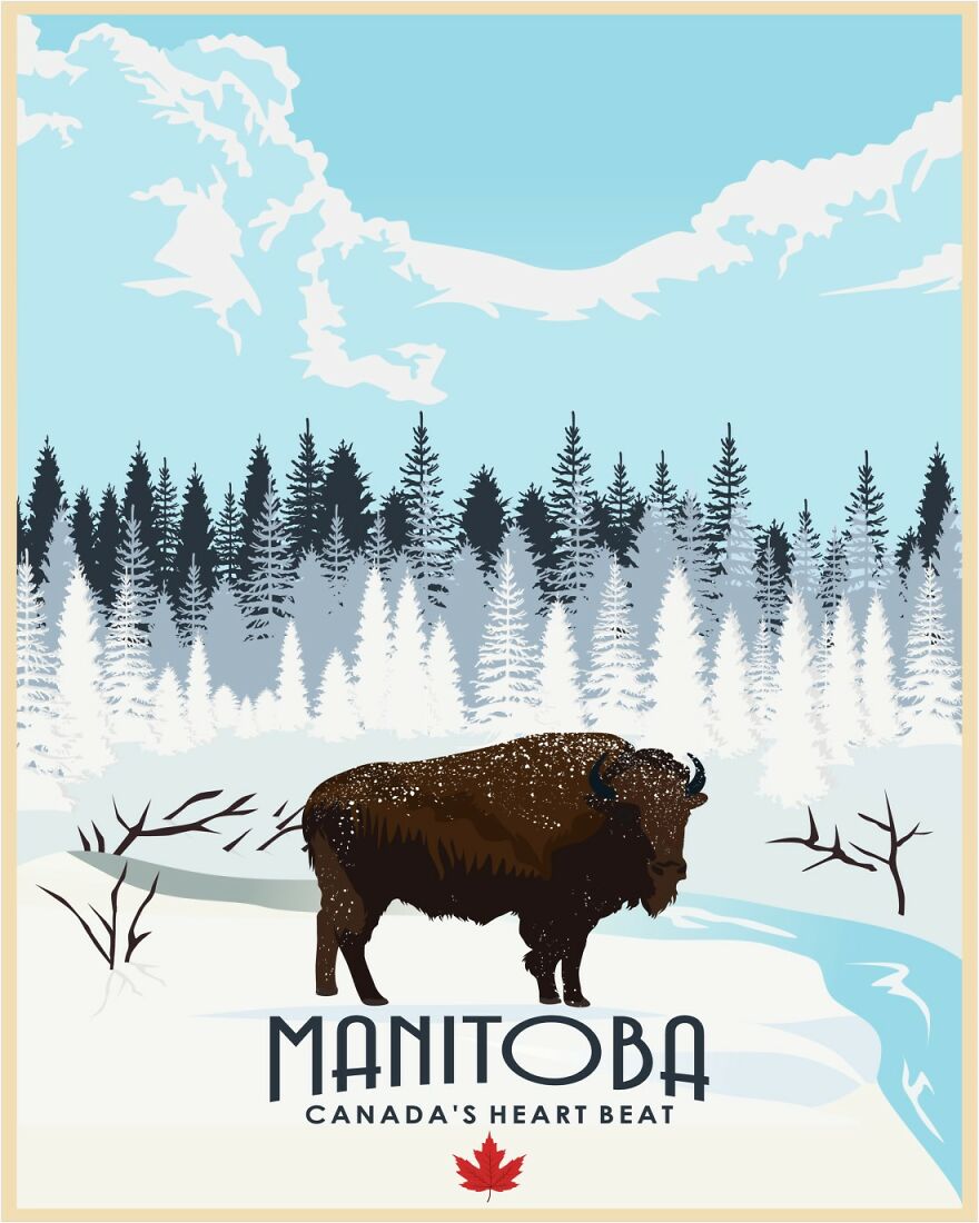 Right In The Middle, The Prairies... Flat, Cold But Beautiful With Bison Roaming Around