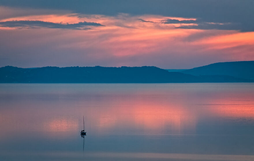 Only One Boat Was Out On The Water