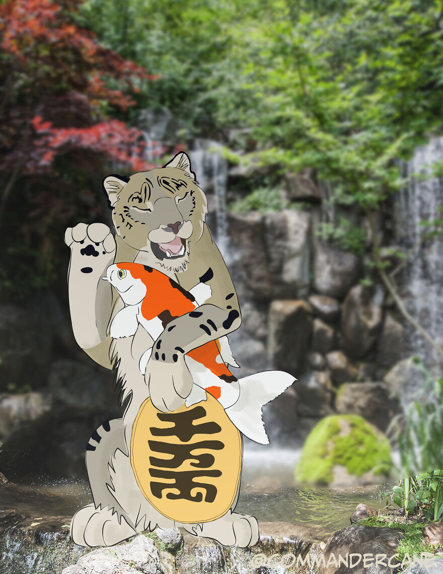 Maneki Neko From A Snow Leopard Pov