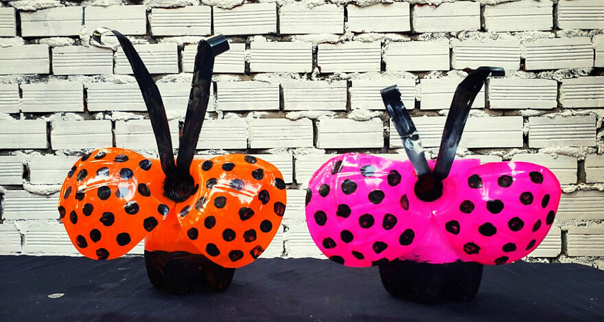 My Tutorial Of Recycling Plastic Bottles Into Beautiful Ladybug Flower Pots For Your Garden