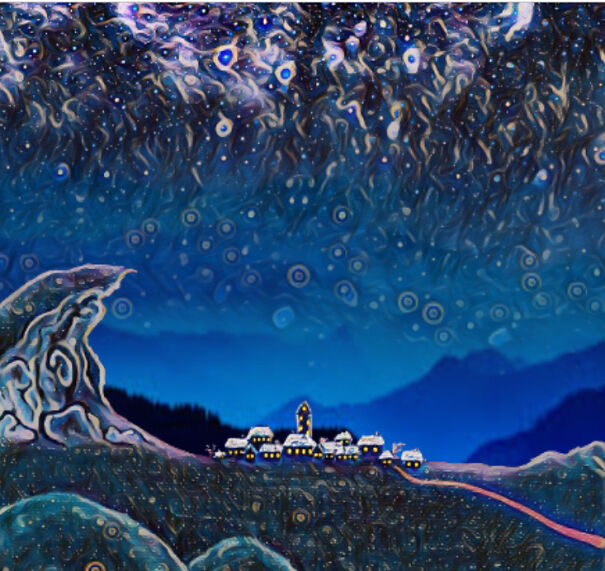 Starry Sky With Village