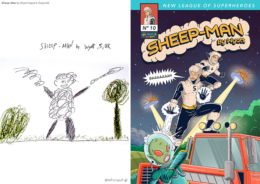 “Sheep-Man” By Wyatt (Aged 5, England)