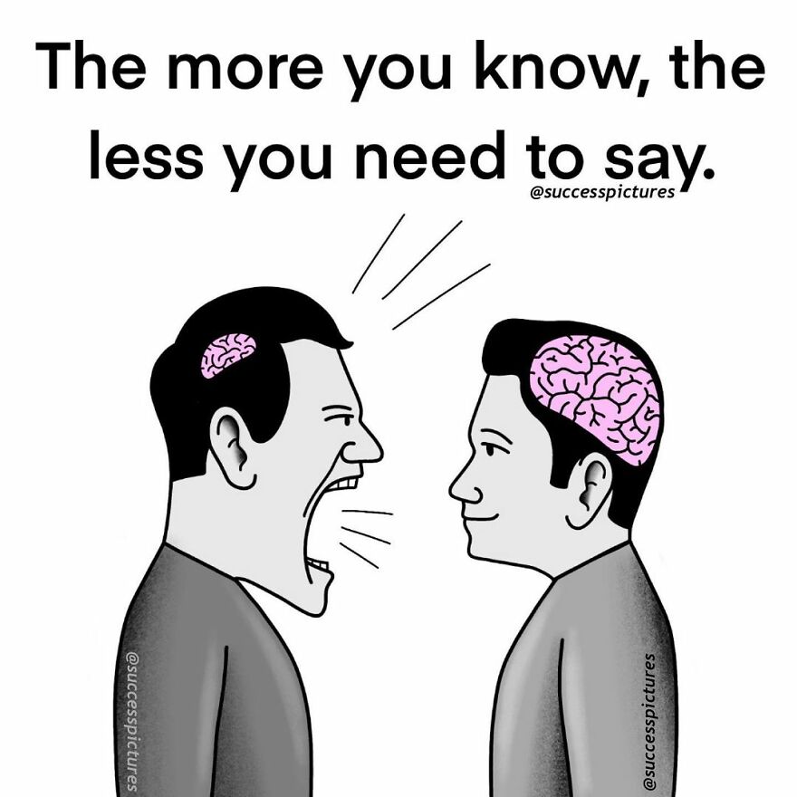 Illustration by Success Pictures showing a shouting man and a calm man, highlighting the power of knowledge.