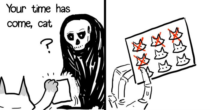 30 Comics That Show What Living With A Cat Is Really Like, By Xibang