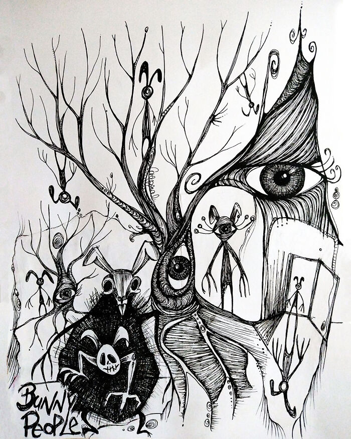 The Scariest Part Was Drawing This One ( I Normally Paint And Use Lot Of Colors, So Ink Drawing Is Way Outside My Comfort Zone...)